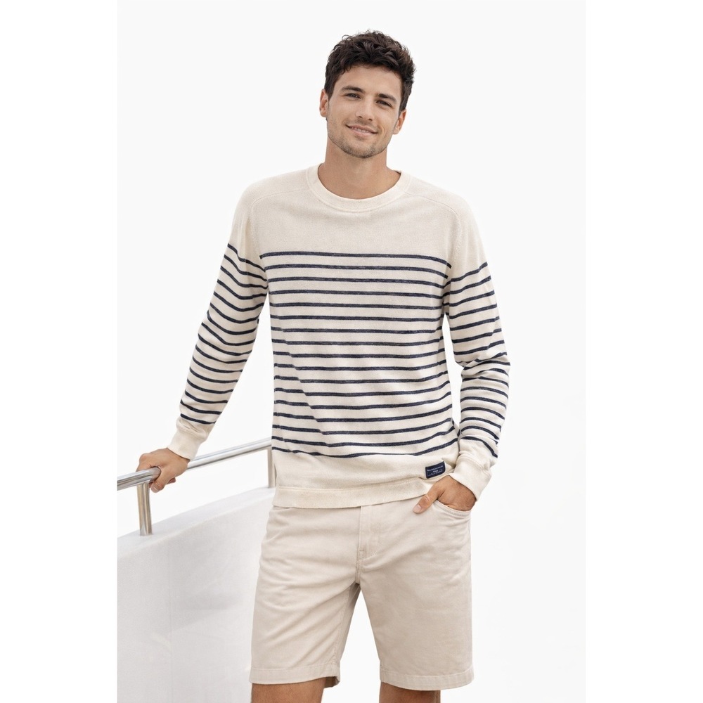 Selected Homme Heritage Mens Striped Crew‎ Neck 100% Cotton Sweater Size S